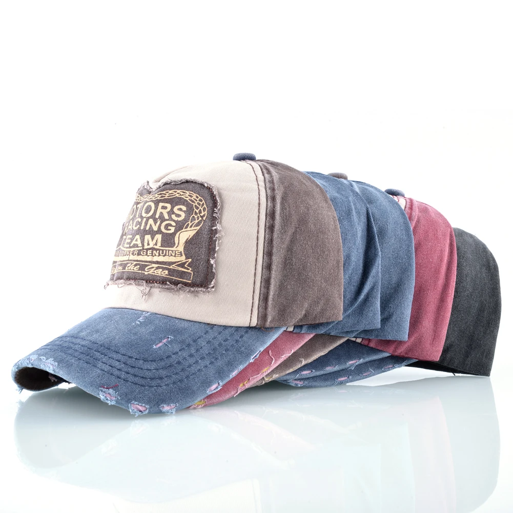 Boné de beisebol de algodão lavado vintage com remendo de carta da moda para homens e mulheres – Chapéu snapback hip hop unissex