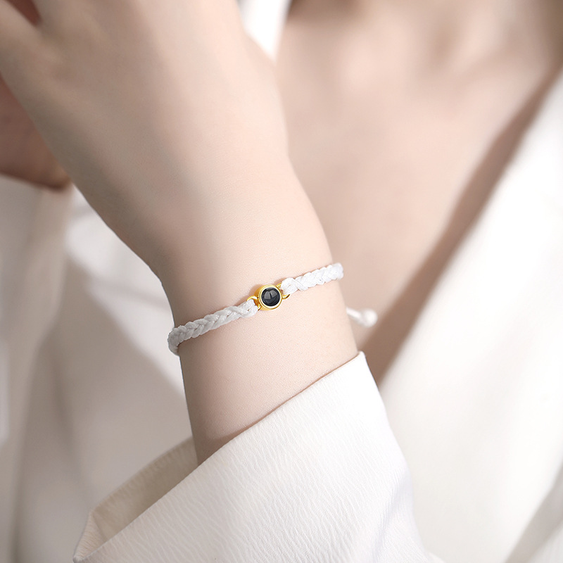 カスタムカラー画像投影ブレスレット銅ペンダント手織りロープ 2025 新しいガールフレンドママロマンチックなクリスマスギフト