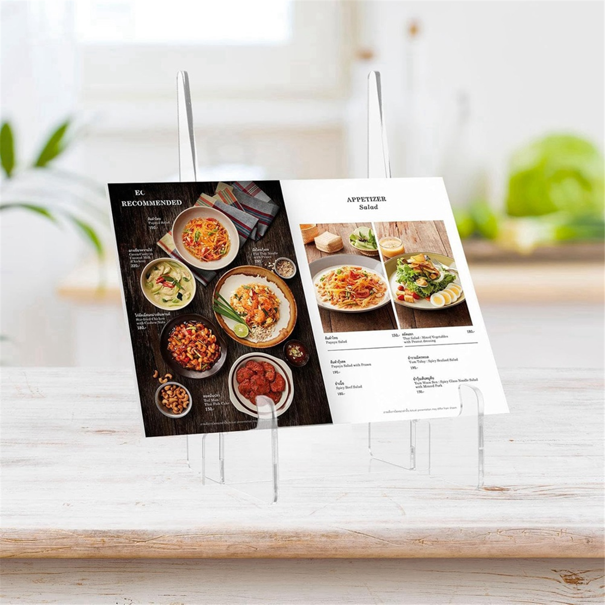 A72P Acryl Kochbuchhalter Rezept Buchhalter Rezepthalter Rezeptbuch Display Rack für Küchentheke