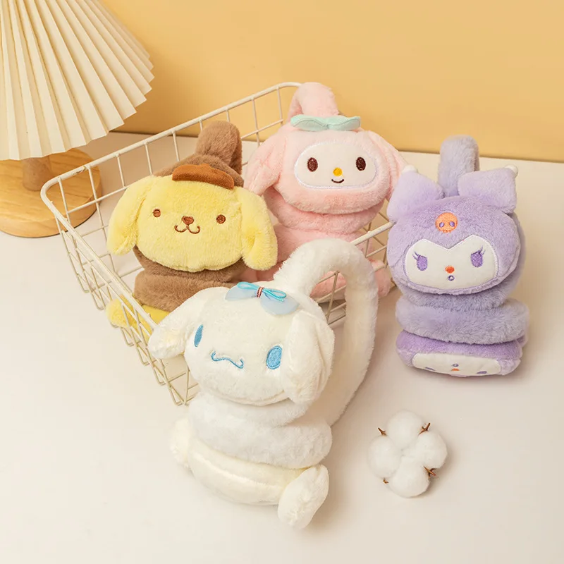 Sanrio Kuromi Cinnamoroll Melody Мягкие плюшевые теплые наушники милые наушники зимние уличные защитные наушники подарок