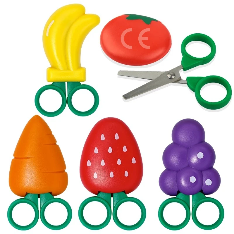 Fniiva 1Pc ciseaux pour enfants ciseaux de sécurité en forme de Fruit pour enfants bricolage artisanat outil de coupe de papier