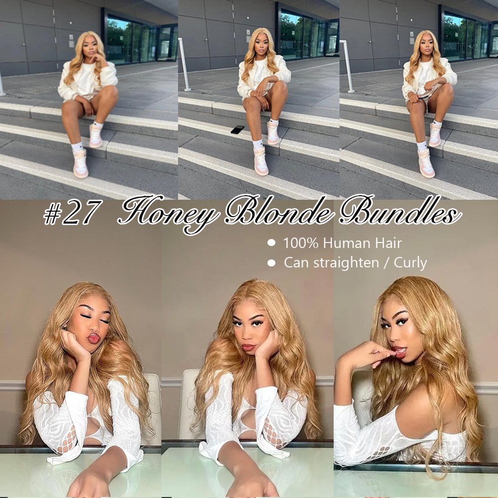 Blonde Bundles Menschliches Haar Weben Honig Blonde Körper Welle Menschliches Haar Bundles 1/3/4 Brasilianische Remy Menschenhaar Extensions 100 gr/teil