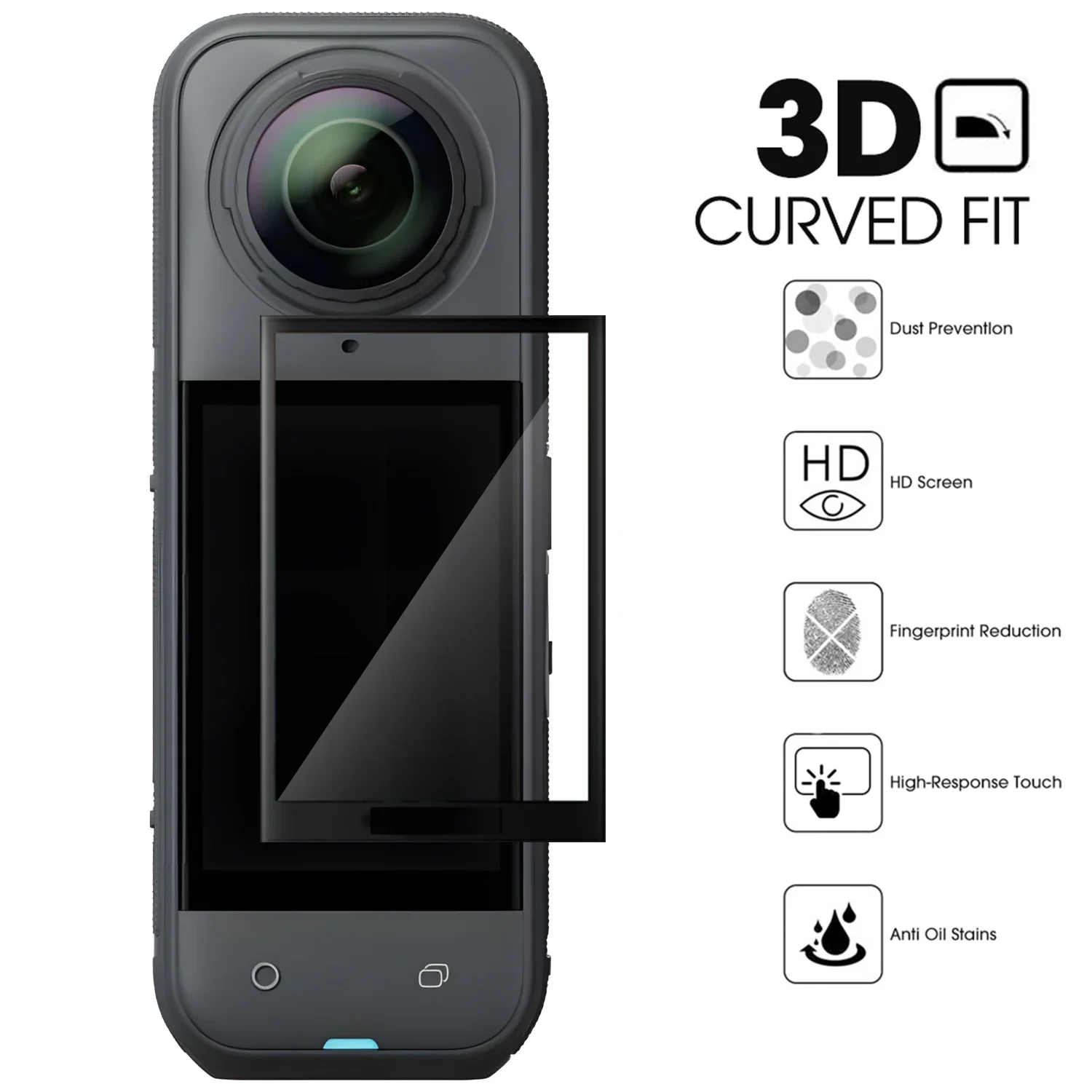 3D Curved Films for Insta360 X5 X4 X3 Flexible HD Clear Anti-scratch Screen Protectors for Insta360 X5 Cameras Accessories