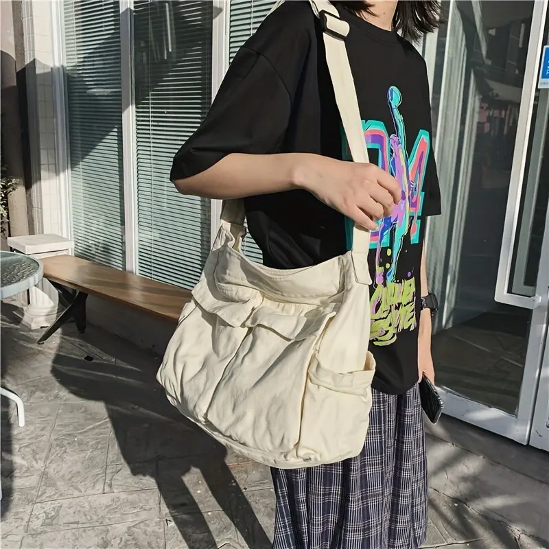 Femmes Vintage sac à main toile adolescent épaule sacs fourre-tout Messenger sacs dames Casual sac à main bandoulière sac à main
