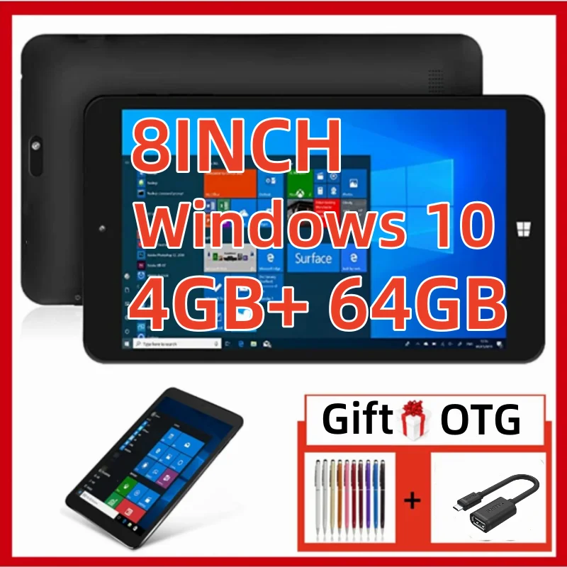 Tablet PC 8 Zoll 4GDDR RAM 64Grom 64Bit Windows 10 WLAN Quad Core x5-z8350 1,44 GHz x Pixel Dual-Kameras Büroarbeit