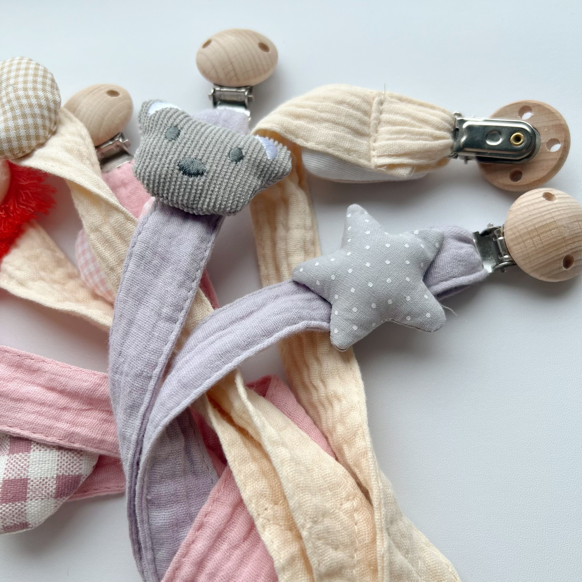 Baby Schnuller Clip Neugeborenen Niedlichen Cartoon Bär Stern Baumwolle Infant Schnuller Kette Nippel Schnuller Schnuller Halter Umweltfreundliche Material
