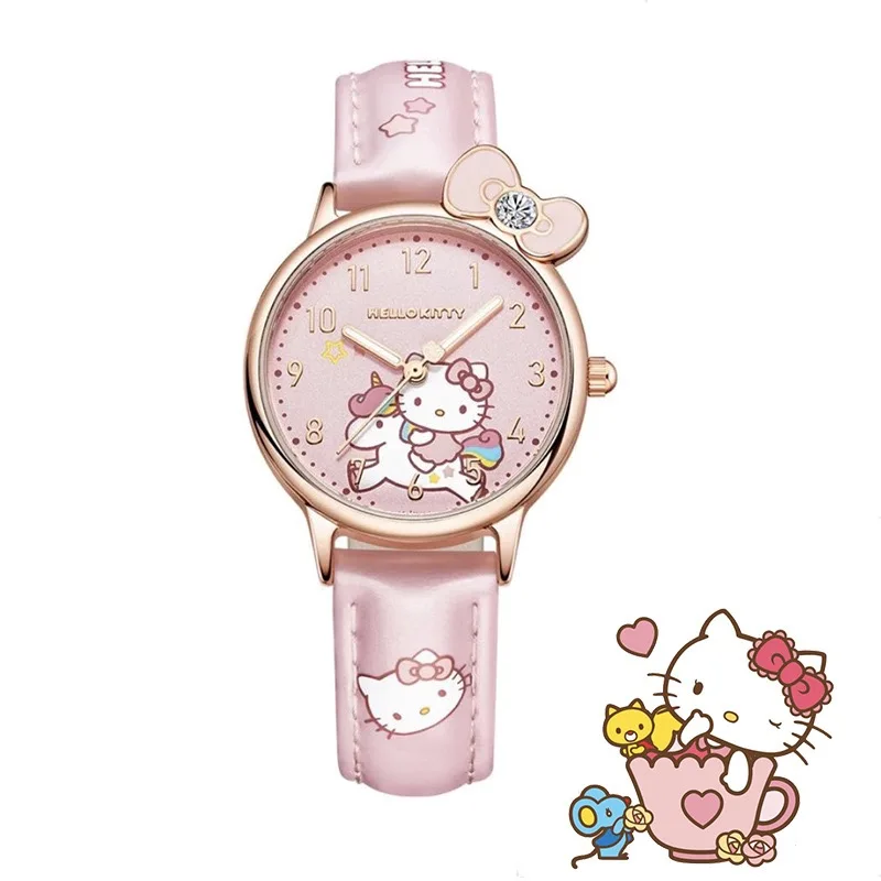 Zegarek Sanrio Hello Kitty Kawaii Kuromi Cinnamoroll Kwarcowy Casualowy Modny Melody Zegarek na Rękę Dziecięcy Dziewczęcy Prezent Urodzinowy