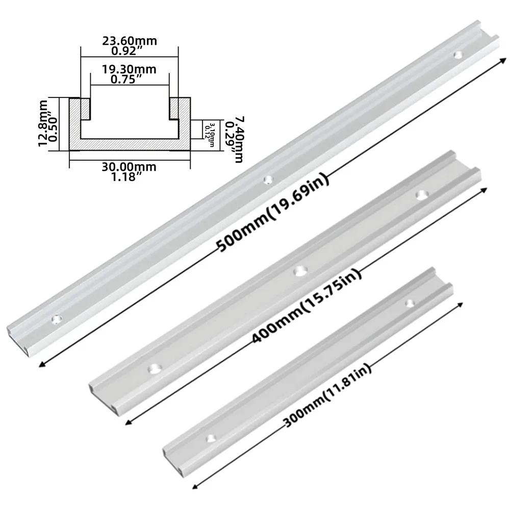 อลูมิเนียมอัลลอยด์ T-Track Slot Miter Track JIG FIXTURE-30/40/50 ซม.ไม้ Chute Rail FIXTURE สล็อตสไลด์จํากัดสําหรับตาราง SAW