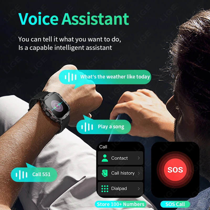 男性用の頑丈なミリタリースマートウォッチ,男性用のスマートスポーツウォッチ,心拍数制御,防水IP68,Android, iOS