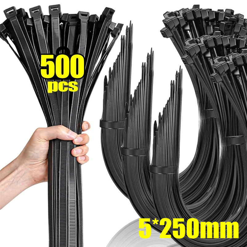 Bridas para cables de nailon y plástico, correas de Cable autoblocantes, Cables ajustables, bucle de sujeción, brida con cremallera para el hogar y la Oficina, venta al por mayor, 500/100 Uds.