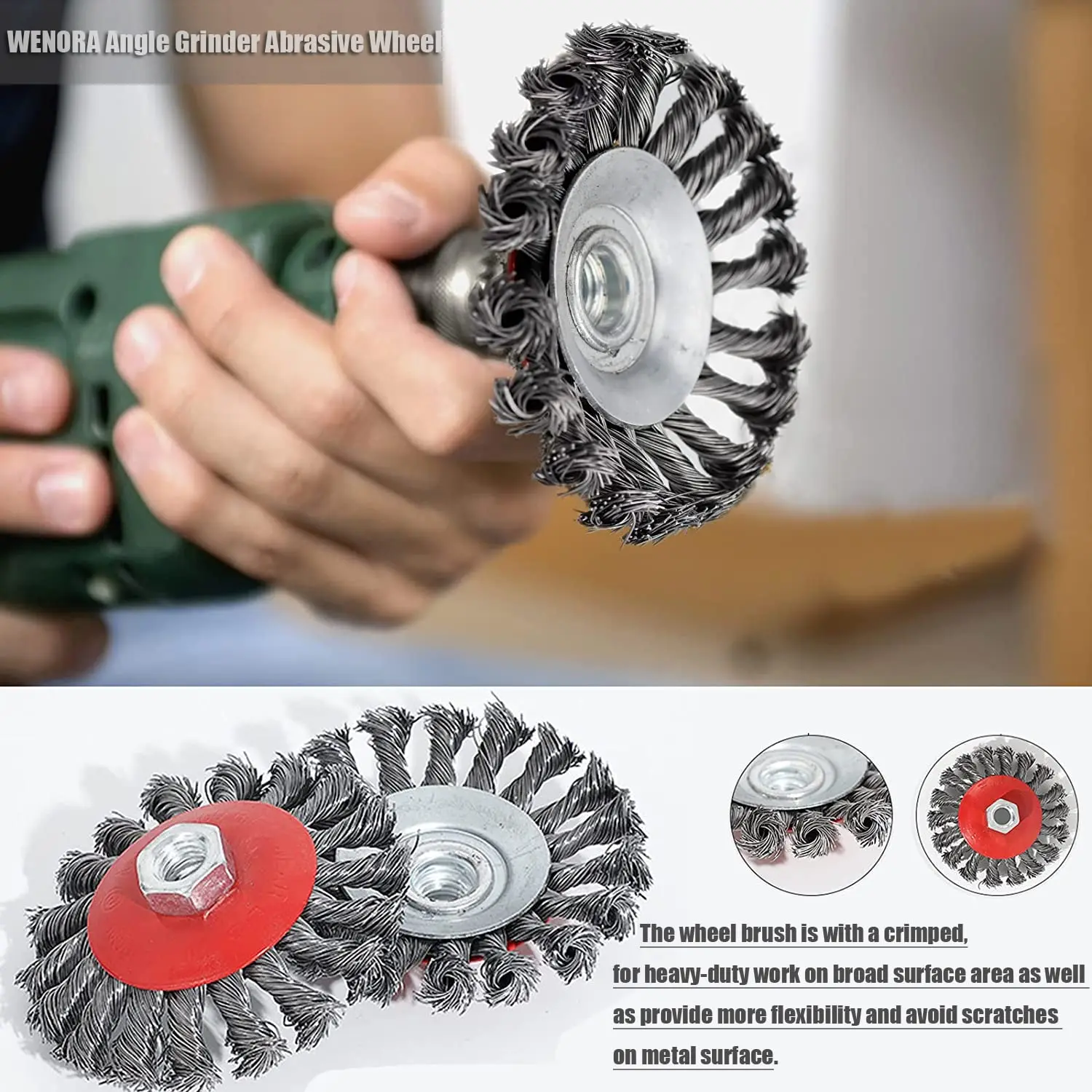SI FANG M14 แปรงลวดเหล็กบิดสําหรับเครื่องบดมุมกําจัดสีขัด Strong Rotary Twist Knot