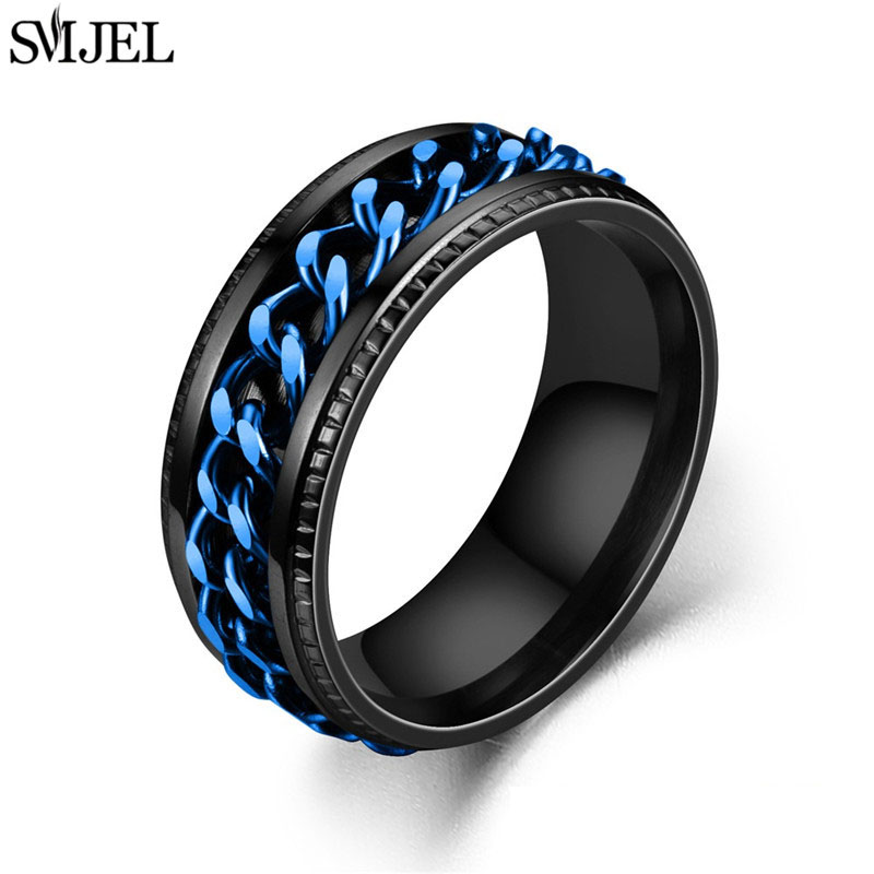 Anillo de cadena giratoria de acero inoxidable para hombre, sortija giratoria multifuncional de 8mm, joyería para pareja, 2024