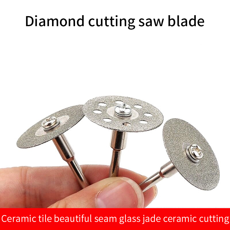 10Pcs 22mm Mini Sharp Diamond Cut Off Rotary Tool Cutting Disc Disks DIY Tools Accessories For Dremel with 2Pcs rod