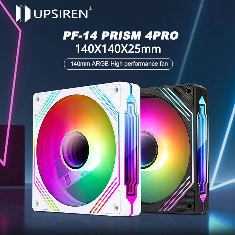 UPSIREN PF-14 PRISM 4PRO ventilador de chasis de computadora 14cm ARGB 4 pines PWM ventilador de refrigeración silencioso 12V gran volumen de aire 61,5 CFM/650-1800RPM