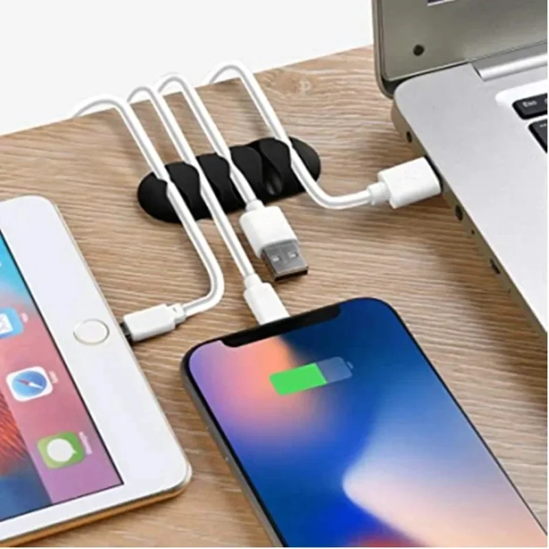 กาวคลิปสายซิลิโคนสายOrganizer Desktop Wallสายชาร์จสายหูฟังMous Management USB Data Cableผู้ถือ