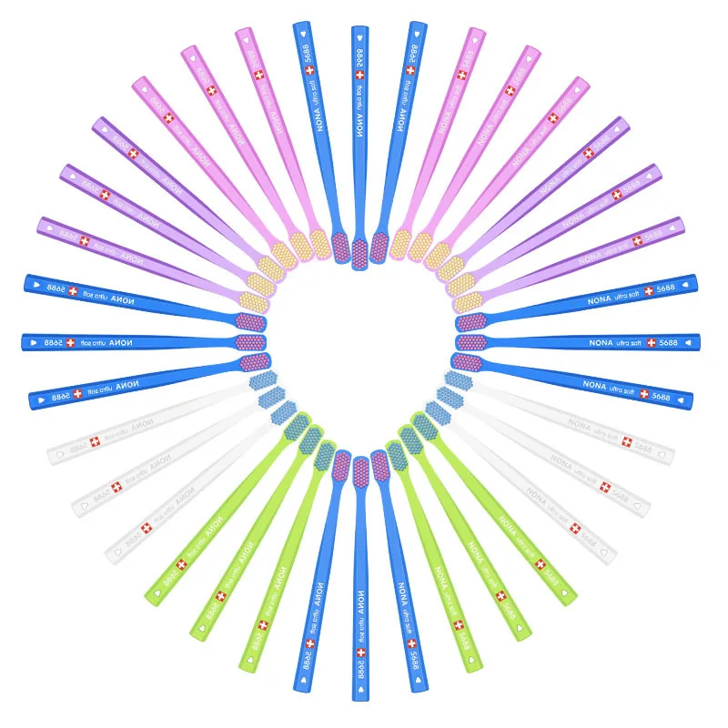 12pcs/box Mixed Color Soft-bristled Toothbrush for Adult with Tongue Coating Cleaning Brush Anti-slip Handle Toothrush Homeuse