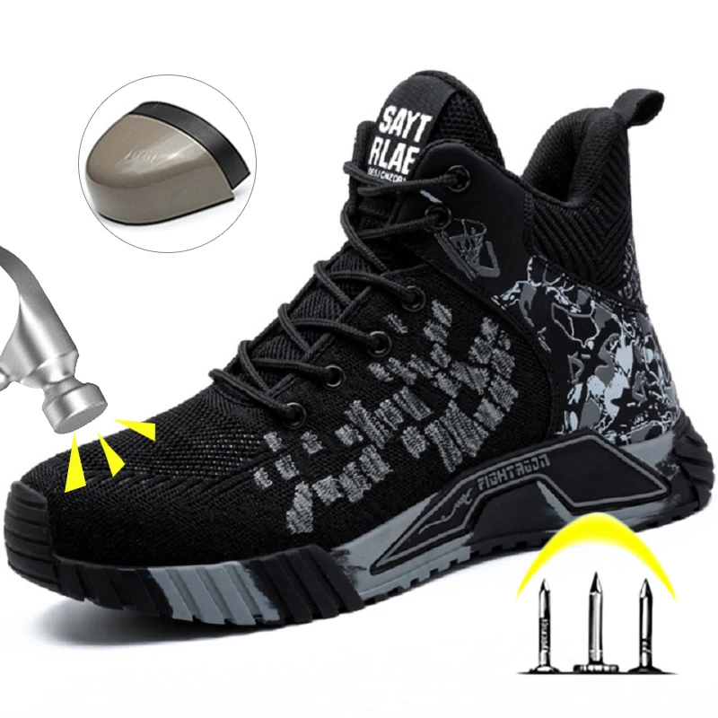 Zapatos de seguridad protectores de alta calidad, zapatos de trabajo con punta de acero para hombres y mujeres, botas de seguridad para el trabajo, botas de trabajo indestructibles de seguridad antigolpes