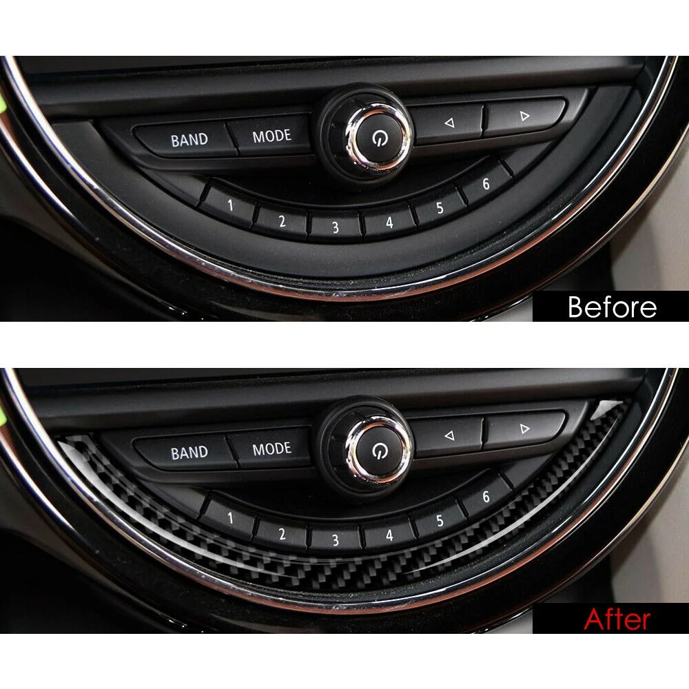 Garniture de cadre d'écran de navigation de console en fibre de carbone véritable pour Mini Cooper, F55, F56
