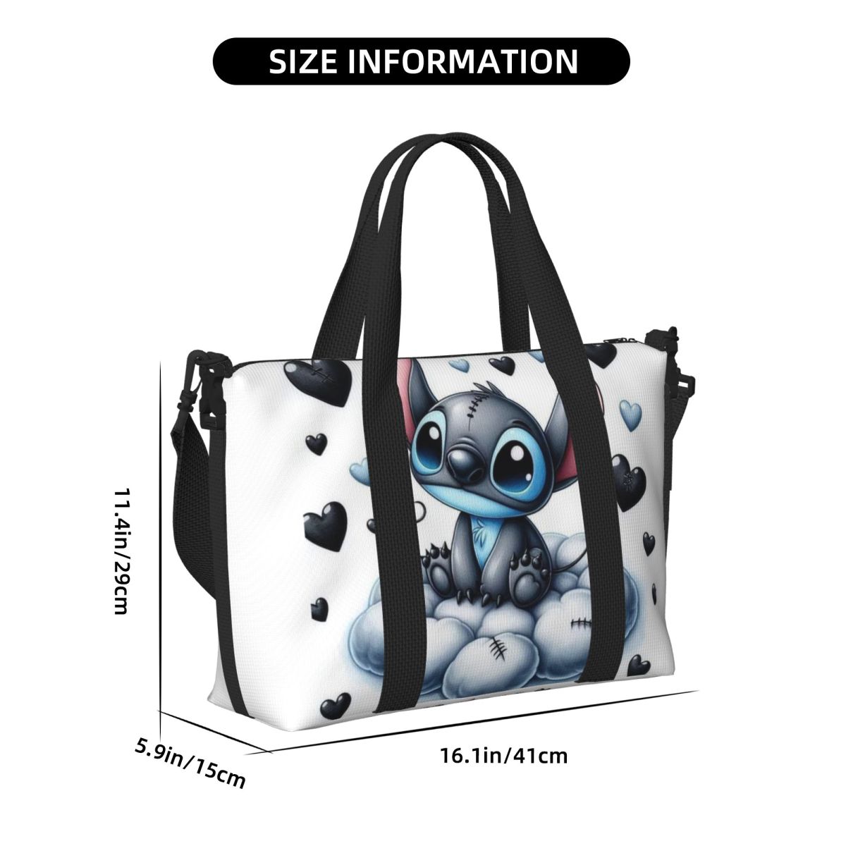 Bolso grande personalizado de SLilo y Stitch con dibujos animados para mujer, bolso de viaje para compras de Anime, hombro, playa, gimnasio