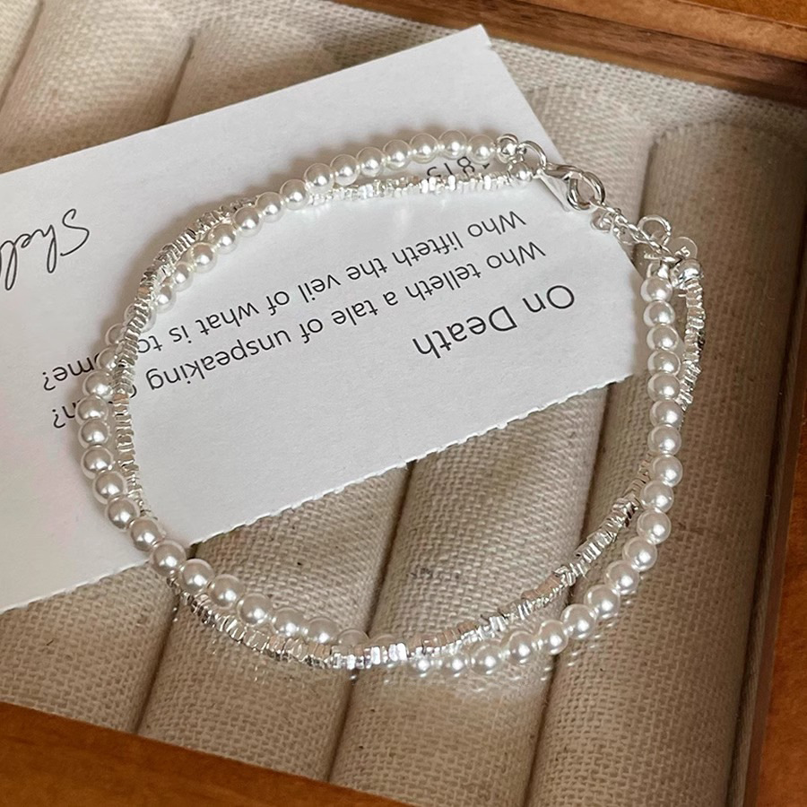 VENTFILLE-pulsera de perlas de doble capa de plata 925 para mujer y niña, joyería coreana con cuentas de diseño, envío directo