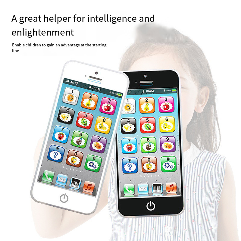 Brinquedo educacional infantil recarregável, telefone, dispositivo de aprendizagem precoce em inglês com tela sensível ao toque com luz musical
