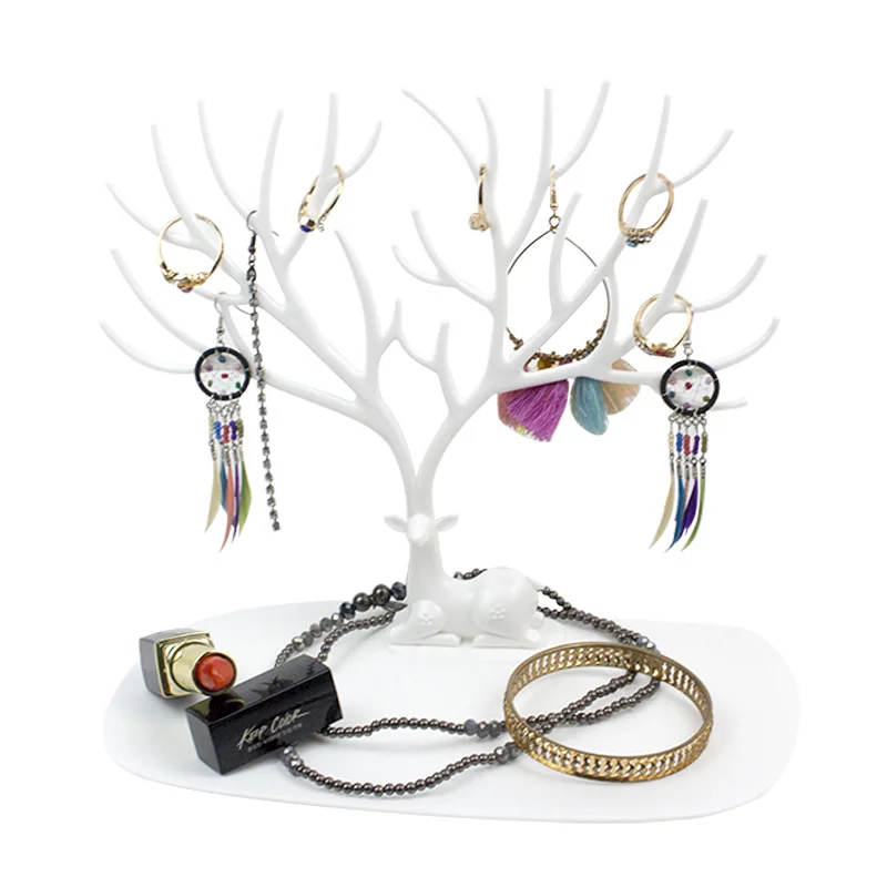 Deer Plastic Jewelry Display Stand Earrings Necklaces Ring Bracelet Tray Tree Storage Shop window Racks Organizer Make Up Holder