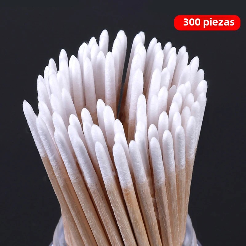 100/300 Uds hisopos de algodón puntiagudos bordados herramienta cosmética femenina limpieza de orejas de nariz lápiz labial cabeza palo Bastonil paño de algodón
