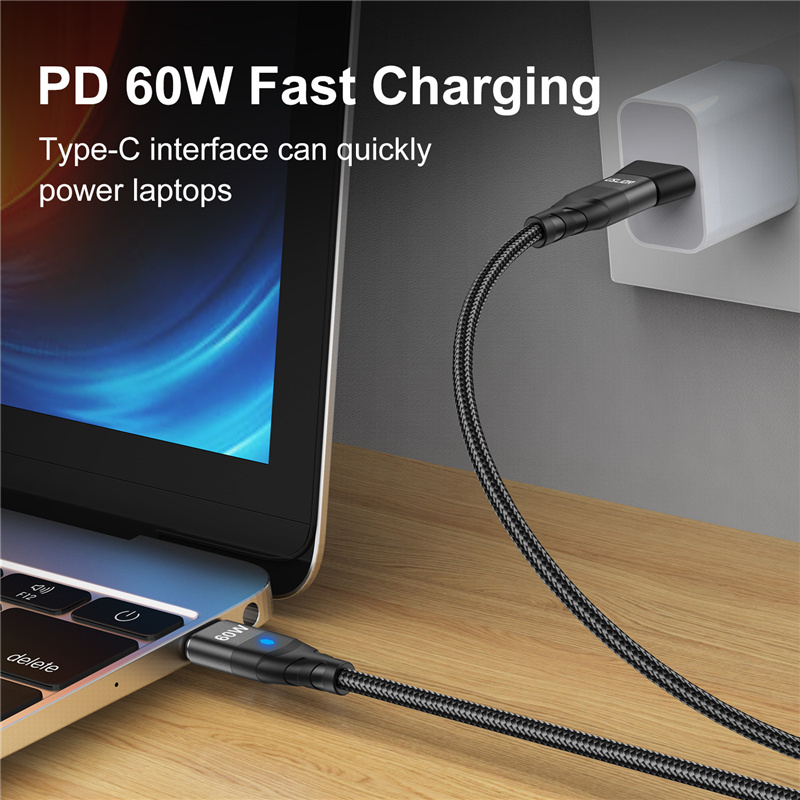 USLION 60 W PD Schnellladekabel USB C auf Typ C Micro Magnetisches Datenkabel 3A USB-Kabel für iPhone 13 MacBook Huawei Samsung S22