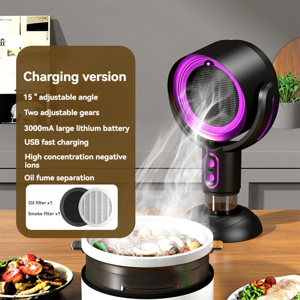 เครื่องดูดควันตั้งโต๊ะ เครื่องดูดควันแบบดูดขนาดเล็ก ชาร์จด้วย USB ปรับมุมได้ เครื่องดูดควันสำหรับตั้งแคมป์ ปิกนิก เครื่องดูดควันสำหรับหม้อร้อน เครื่องดูดควันสำหรับห้องครัว