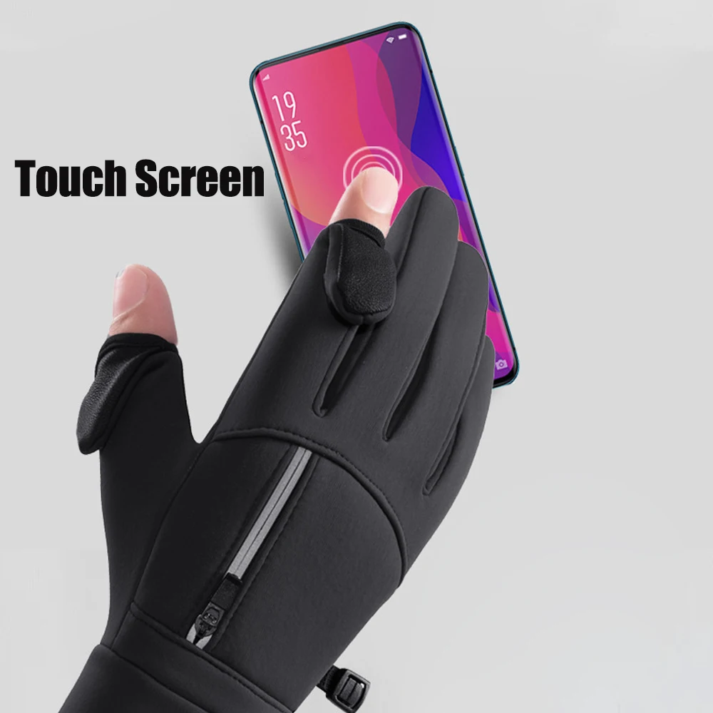 ฤดูหนาว WARM Touch Screen ถุงมือกลางแจ้ง Windproof กันน้ําเย็นถุงมือผู้ชายขับรถขี่จักรยานตกปลาถุงมือสกี