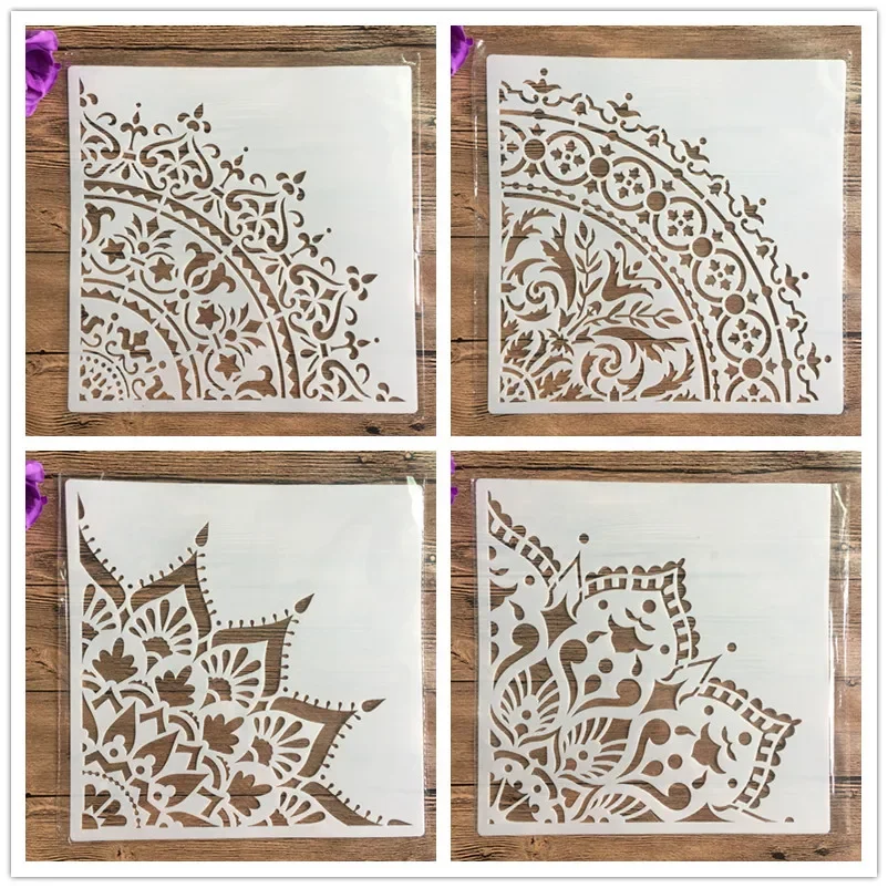 30*30 ซม.ขนาดใหญ่ DIY reusable แม่พิมพ์เลเซอร์ตัดภาพวาดลายฉลุกระเบื้องผ้าผนังแม่พิมพ์เฟอร์นิเจอร์ mandala ภาพวาดลายฉลุ