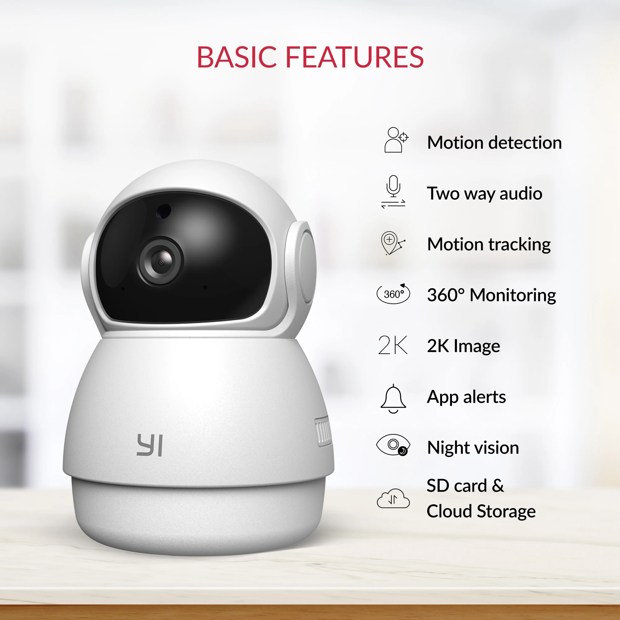 YI 카메라 2K 돔 Wifi 감시 카메라 팬 & 틸트 IP CCTV 스마트 홈 아기 애완 동물 모니터 보안 보호 자동 추적