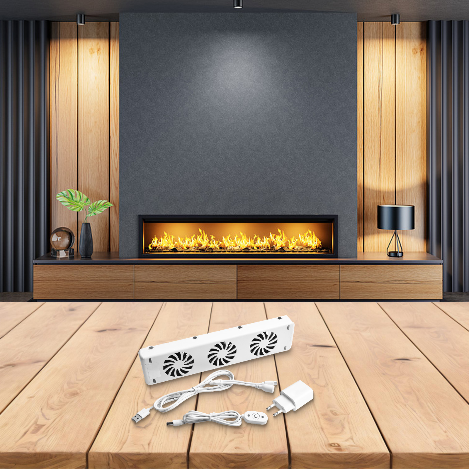 3 ファンラジエーター磁気スマート冷却ファンスーツ暖炉ファンラジエーターブースター簡単なインストール換気扇 EU プラグ