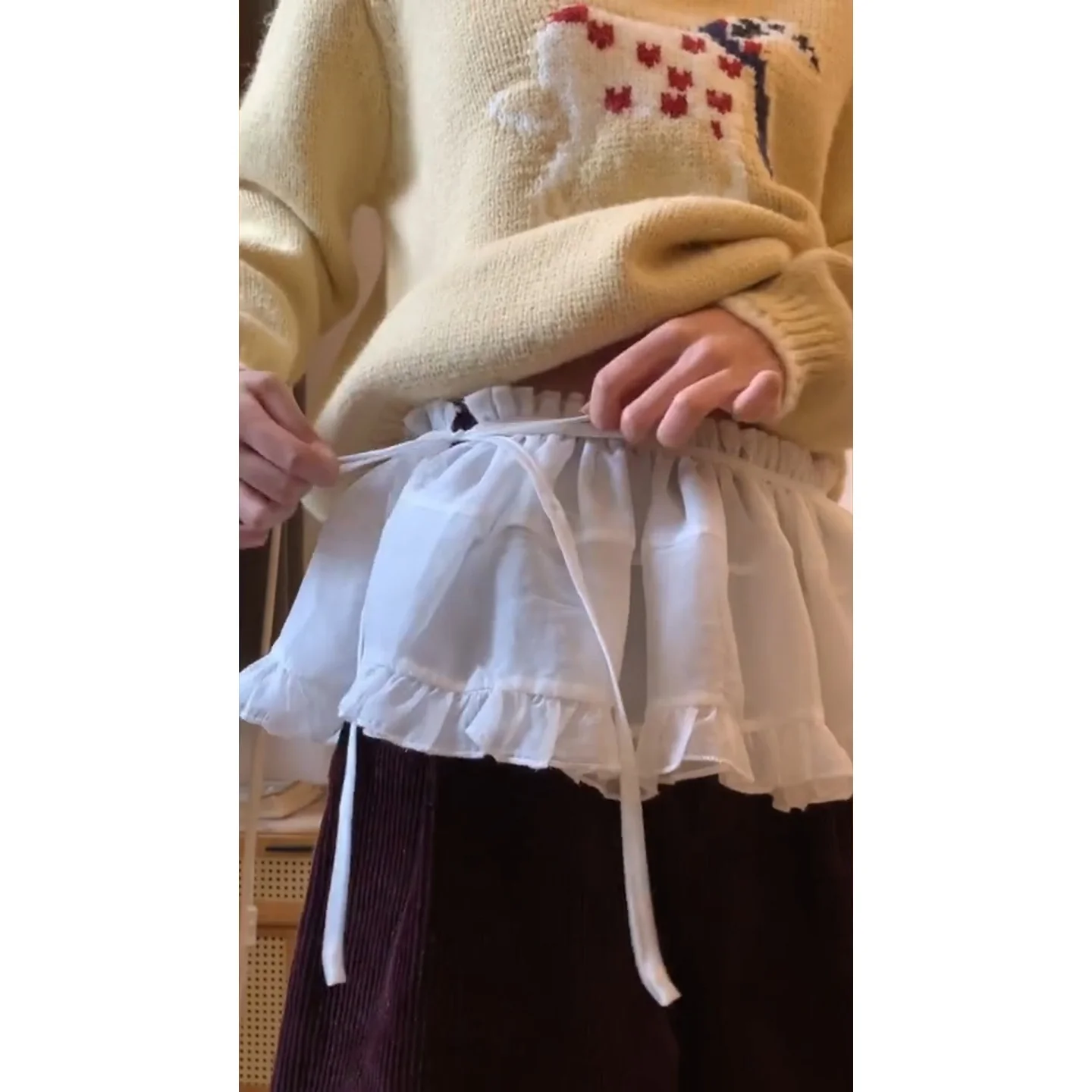 Ruffle Belted ort Skirt Spring High-End Layered Apron Curtain Skirt Puffy f-length Skirt Commute Korean Sle l Waist