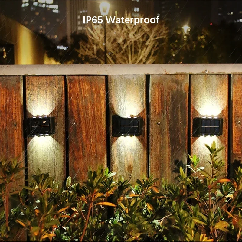Luce solare a LED, lampada da parete impermeabile per esterni, illuminazione per recinzione dal tramonto all'alba per giardino estivo, portico, passerella, campeggio, casa dicembre