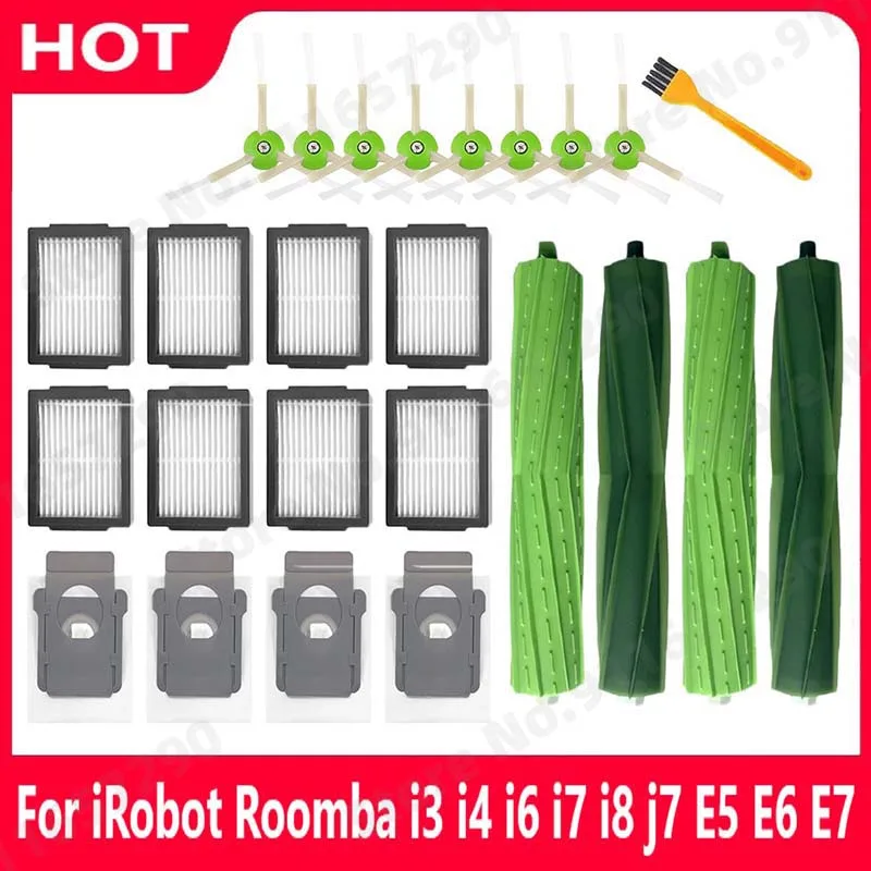 Bên Chính Bàn Chải Bộ Lọc Hepa Túi Bụi Cho IRobot Roomba I3 I4 I6 I7 I8 J7 E5 E6 E7 Dự Phòng phần Robot Hút Bụi Phụ Kiện