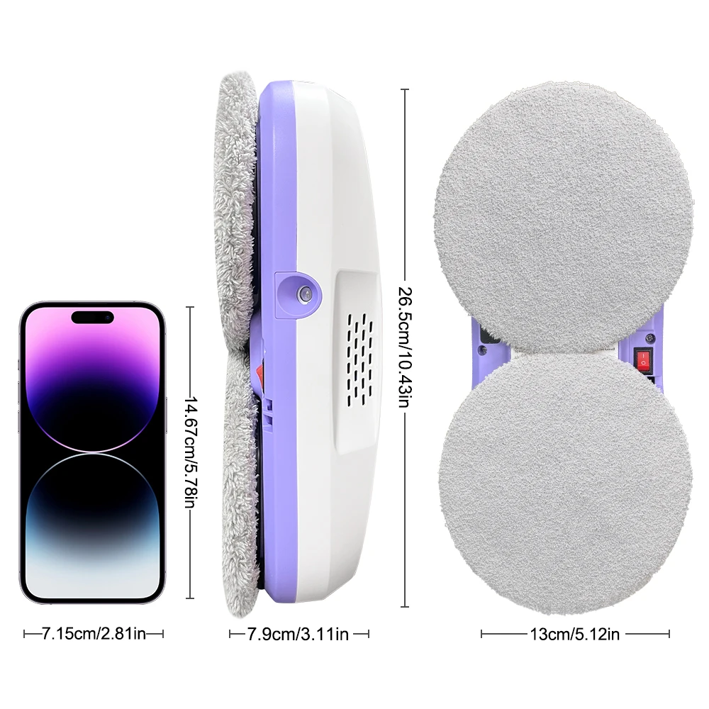 PuRuiKai PRK-M8 Fensterputzroboter, automatisch, mit automatischem Dual-Spray, 5600 Pa Saug-Fernbedienung, Kantenerkennung für Zuhause