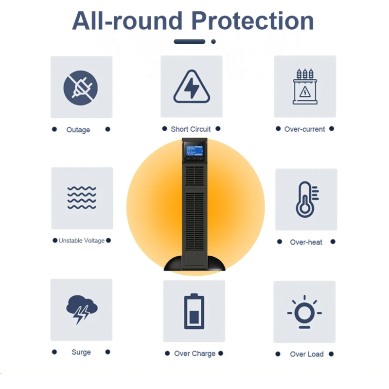 Precio de fábrica Fuente de alimentación ininterrumpida monofásica Onda sinusoidal pura Montado en rack en línea Ups 3 Kva Ups para cinta de correr