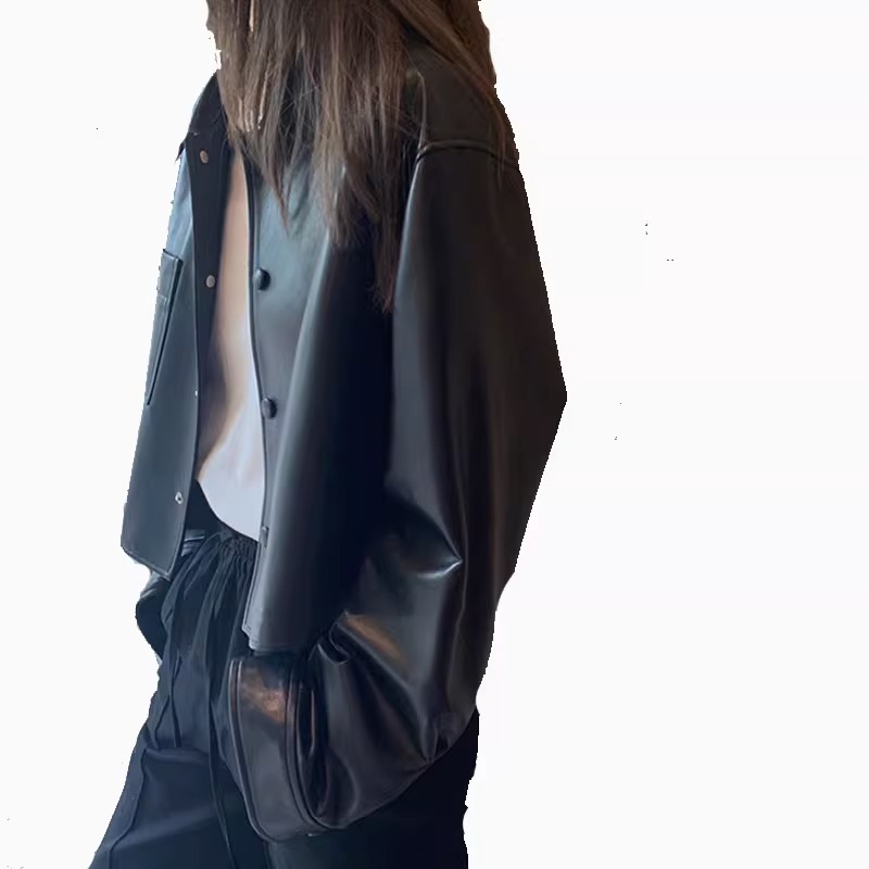 スタイリッシュなショート Pu レザージャケットの女性のファッション香港スタイルオートバイコート春秋冬人気の D-Lee 新しいバックル