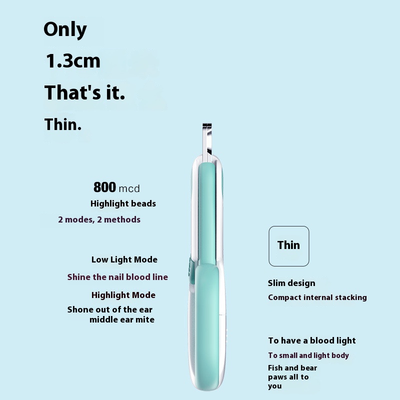 Nail Clipper with Light for Cats, Cat Nail Clipper Puppy Nail Clipper Nail Trimmer Tool with Light to Avoid Nail Hurtings,