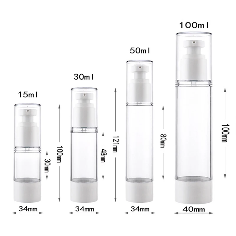 Botellas recargables al vacío sin aire, 15/30/50/100ML, loción vacía portátil/botella pulverizadora, bomba de viaje, contenedor de cosméticos, herramienta de maquillaje