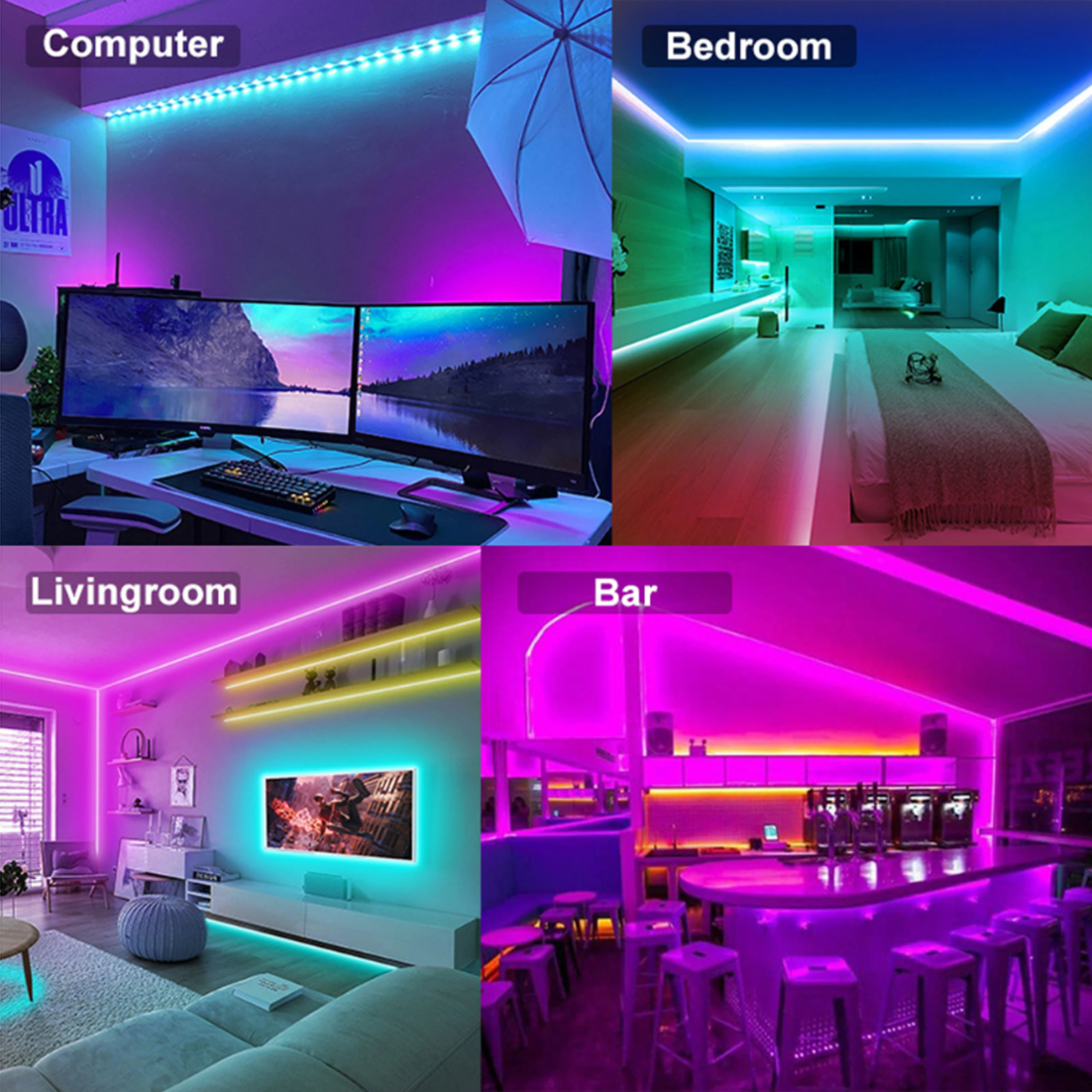 1-20M RGB LED Strip Light SMD 5050 z pilotem zdalnego sterowania Taśma oświetleniowa LED Ściana Pokój do domu Sypialnia Impreza Dekoracja TV Podświetlenie Światło