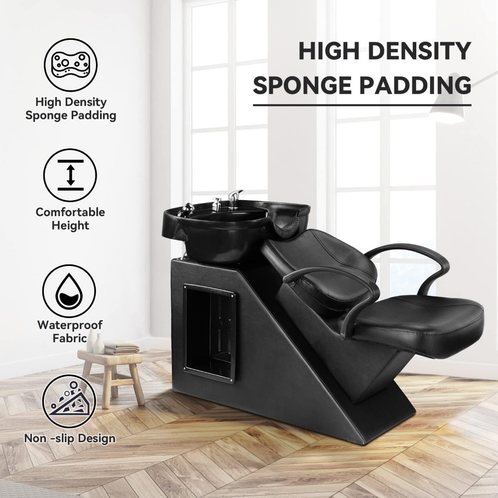 Shampoo Barber Backwash Chair, ABS Plastic Shampoo Bowl Sink Chair for Spa Beauty Salon
