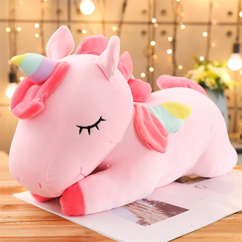 Unicórnio brinquedo de pelúcia unicórnio animal de pelúcia macio travesseiro, unicórnio de pelúcia presente de aniversário brinquedo de pelúcia macio, presente para crianças