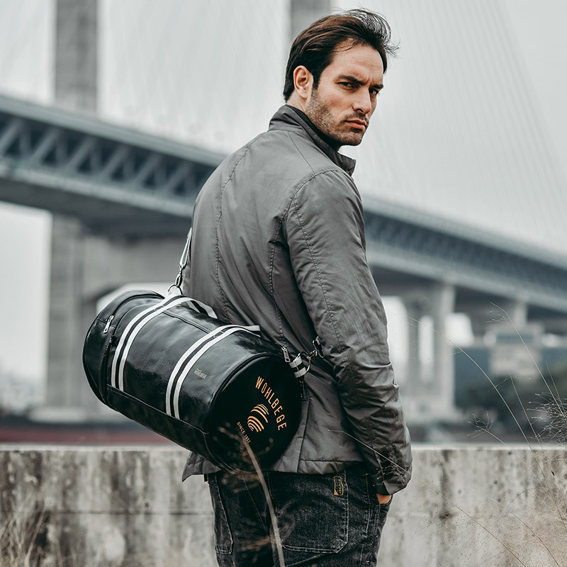Bolsa de gimnasio de cuero PU, bolsos de viaje, lona para hombre, deportes, Fitness, negocios, informal, equipaje, bolso, zapatos, hombro, fin de semana, bolsa al aire libre