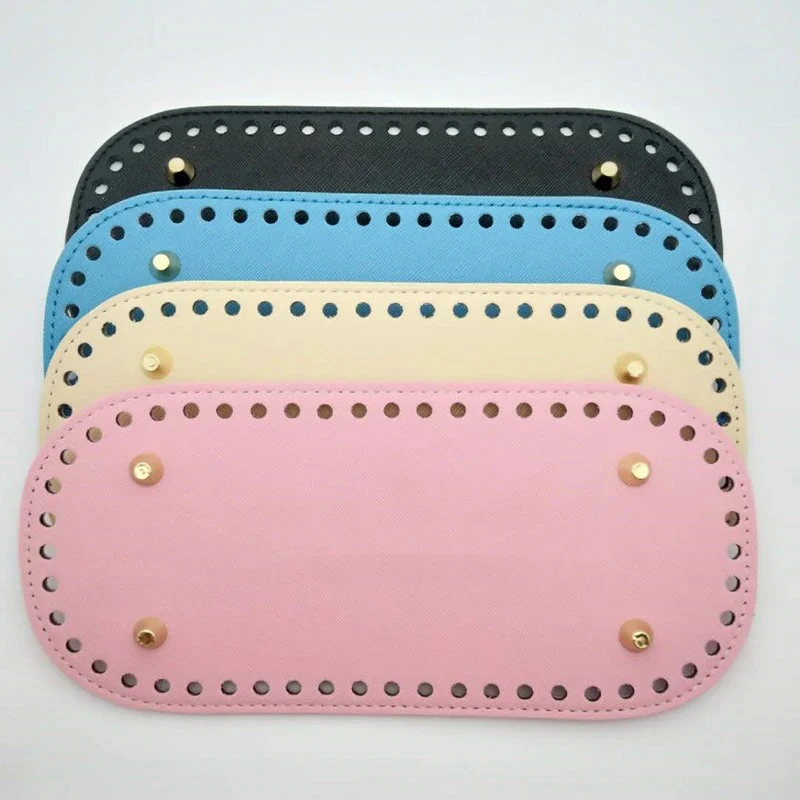 Fondo lungo 22x10 cm per borsa lavorata a maglia Base per borsa in pelle PU Fondo fatto a mano con fori Accessori per fondo borsa all'uncinetto fai da te