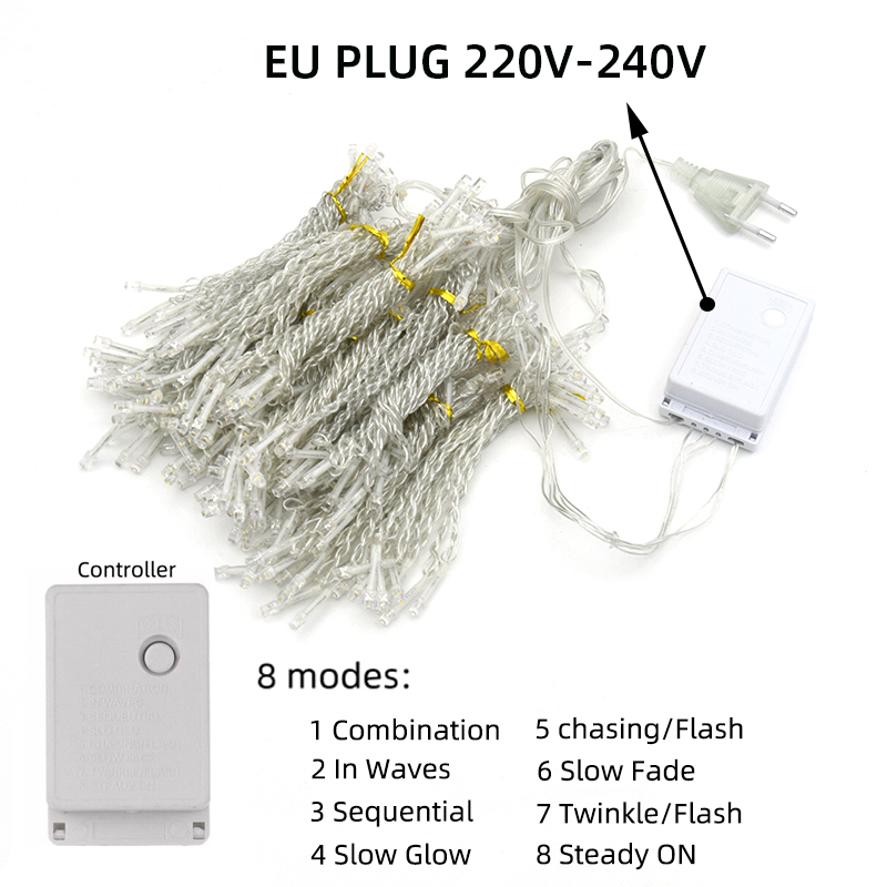 220v Led カーテンライトフェアリーライトクリスマスライト Led つららライト寝室パーティー庭家族の結婚式の装飾