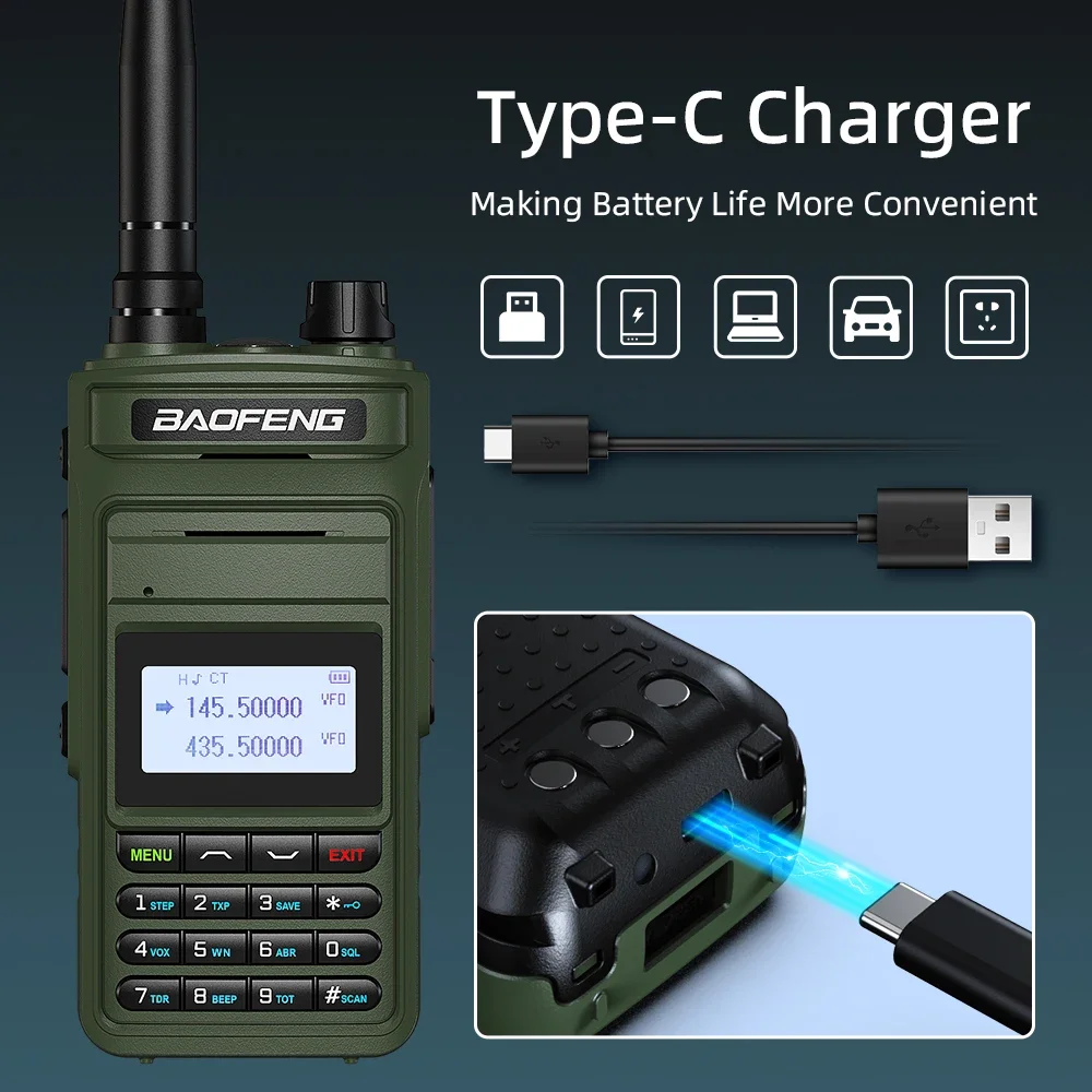 BAOFENG P15UV Walkie Talkie 10W High Power Long Range Dual Band FM 999 Channels Handheld HF Transceiver Two Way Ham Radios 2022
