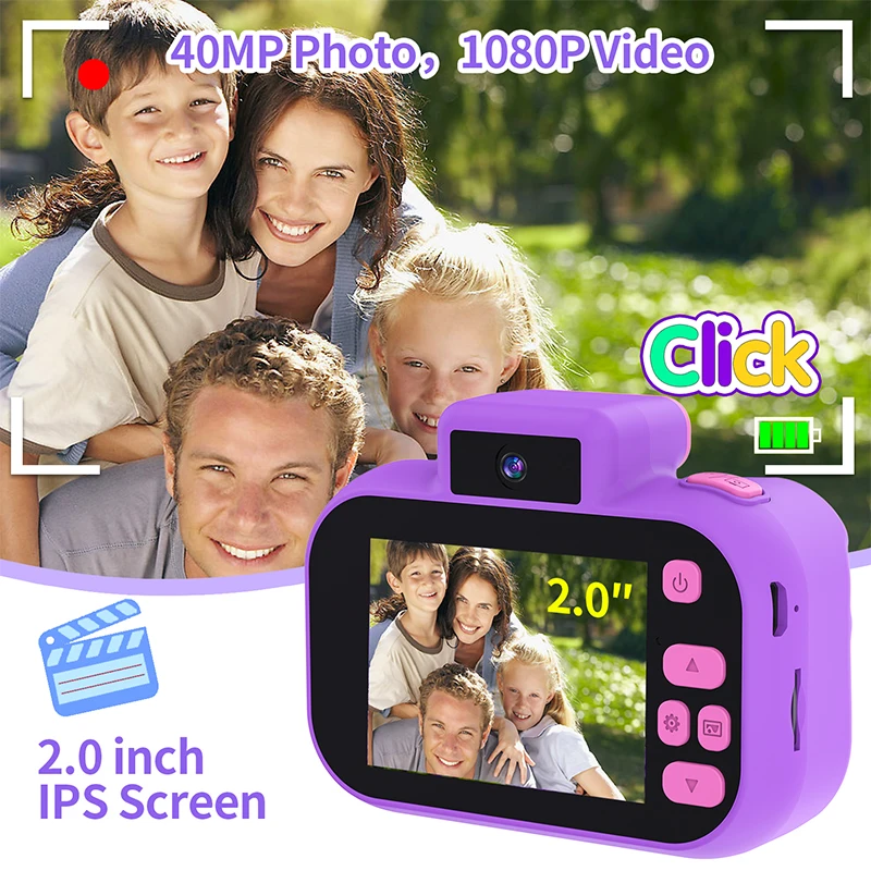 Câmera Digital Dupla para Crianças, HD 1080P, 8X Zoom Digital, Flash Light, Built-In Game Video Toys, Mini Display Colorido, Presente de Aniversário