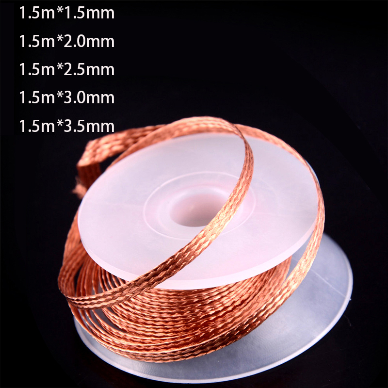Desoldering Braid เทปทองแดงบัดกรีลวดบัดกรี Wick ดีบุก Solder Removal Braid ลวดเชื่อมซ่อมเครื่องมือ 1.5/2/2.5/3/3.5 มม.ใหม่